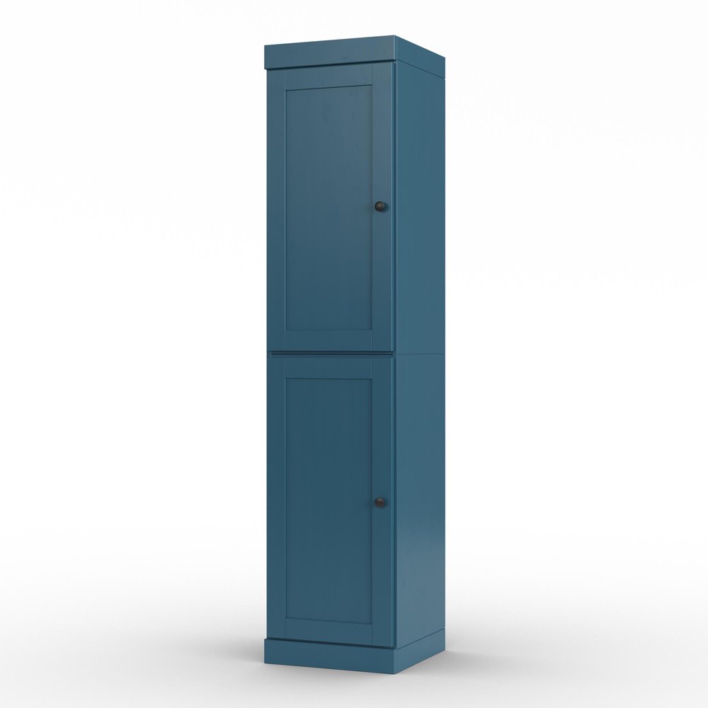 17" Teal Blue Solid Wood Double Door Linen Cabinet — view 2