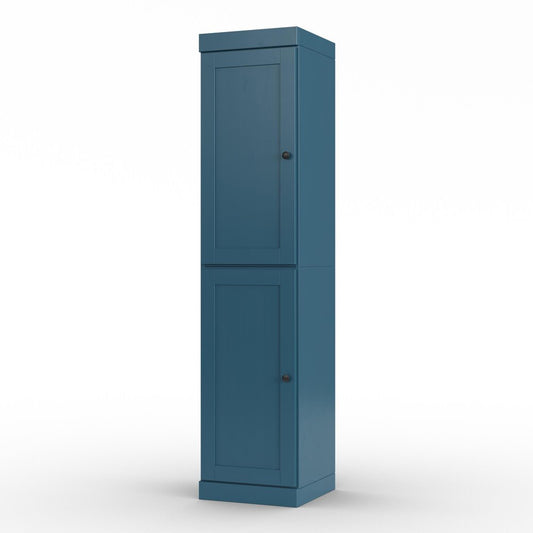 17" Teal Blue Solid Wood Double Door Linen Cabinet