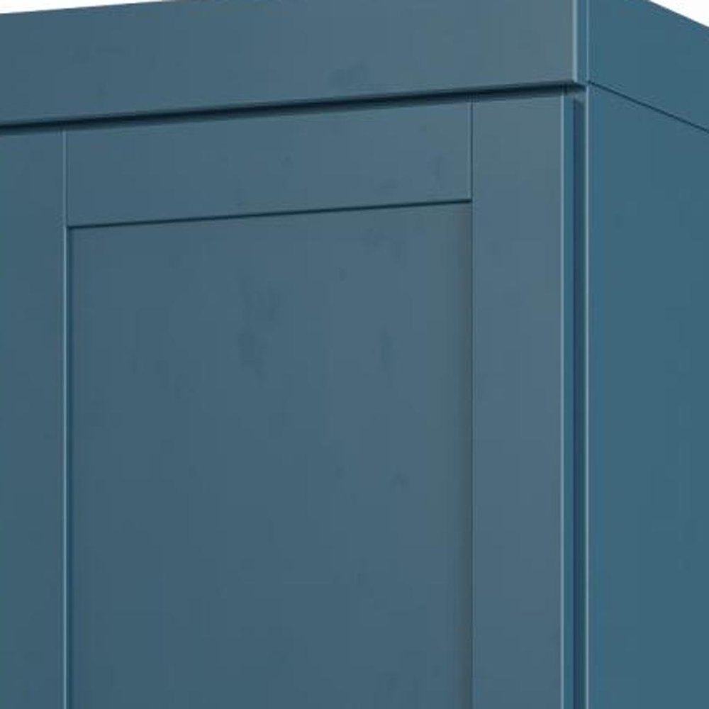 17" Teal Blue Solid Wood Double Door Linen Cabinet — view 4