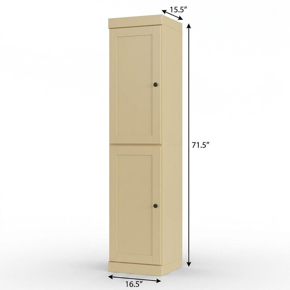 17" Yellow Solid Wood Double Door Linen Cabinet — view 3