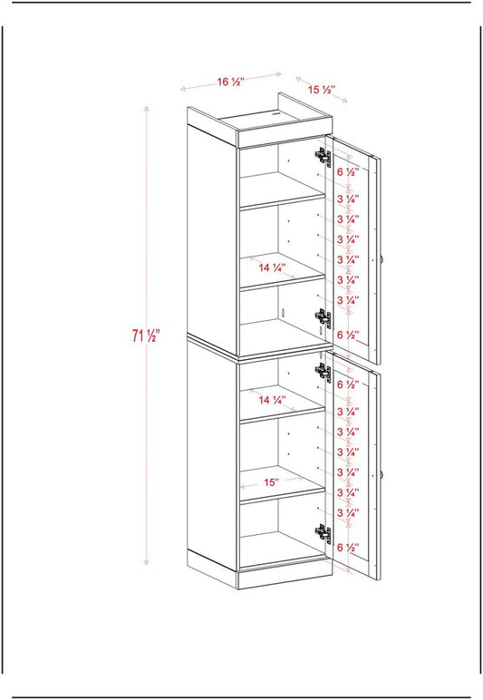 17" Aqua Solid Wood Double Door Linen Cabinet