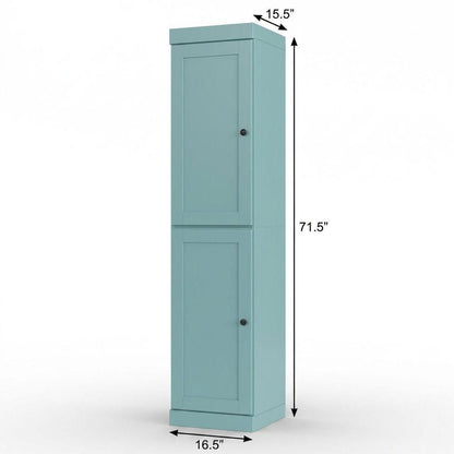 17" Aqua Solid Wood Double Door Linen Cabinet