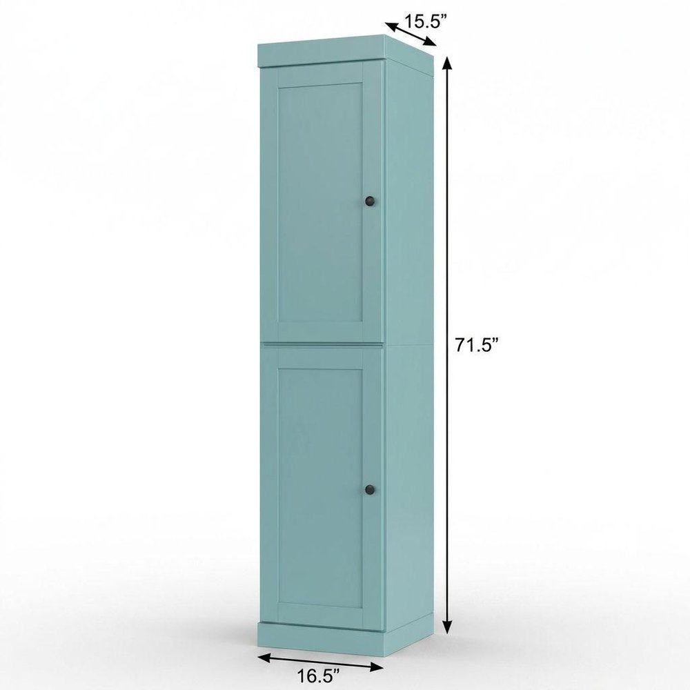 17" Aqua Solid Wood Double Door Linen Cabinet HomeRoots