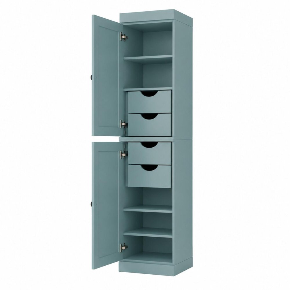 17" Aqua Solid Wood Double Door Linen Cabinet — view 3