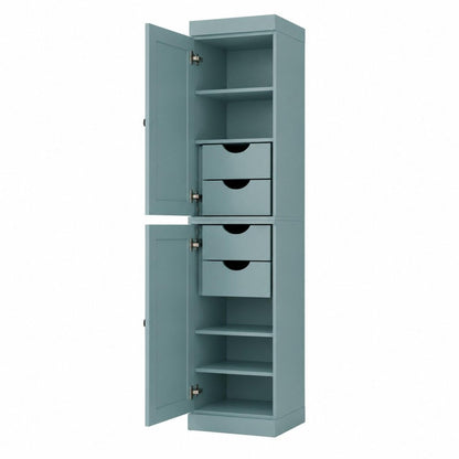 17" Aqua Solid Wood Double Door Linen Cabinet