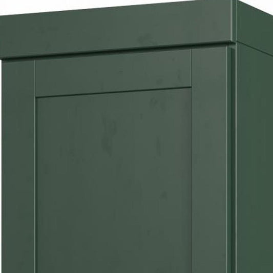 17" Green Solid Wood Double Door Linen Cabinet