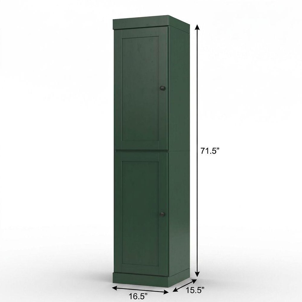 17" Green Solid Wood Double Door Linen Cabinet HomeRoots
