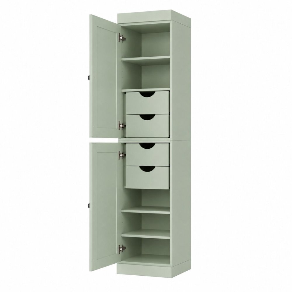 17" Sage Solid Wood Double Door Linen Cabinet