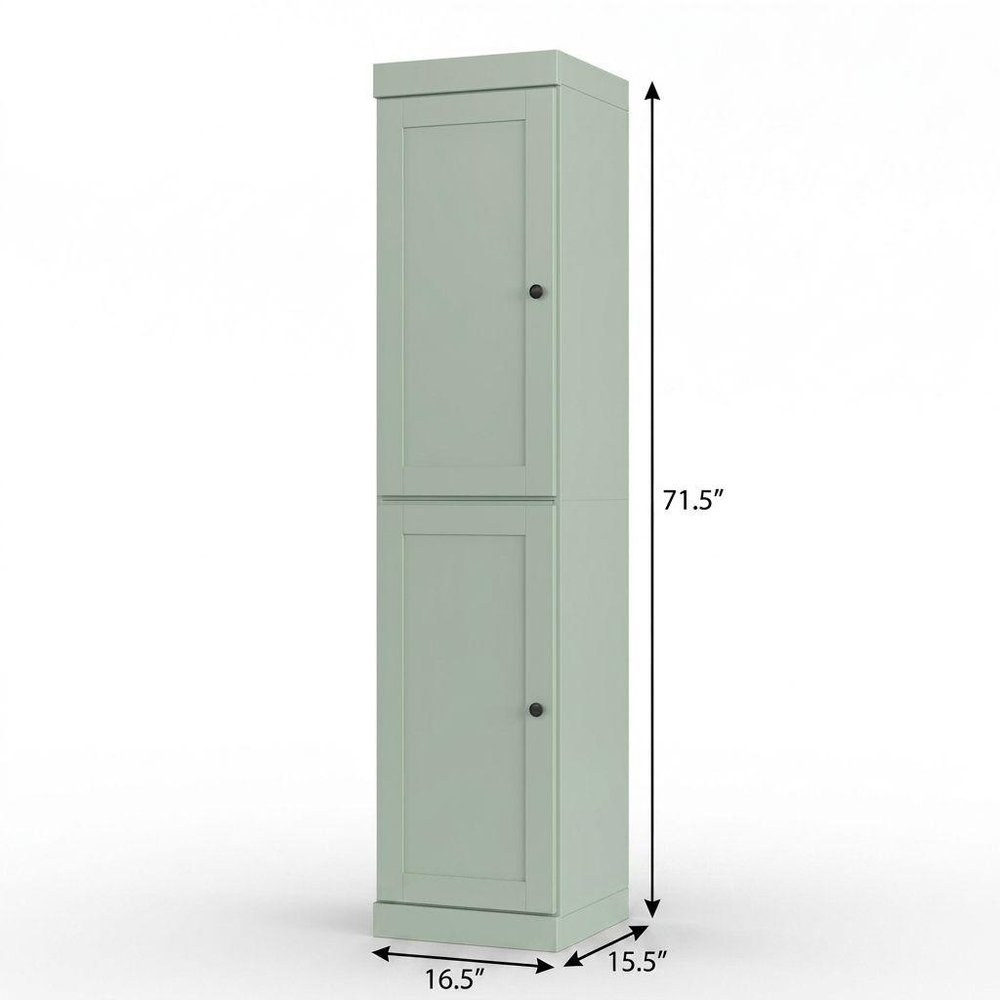 17" Sage Solid Wood Double Door Linen Cabinet