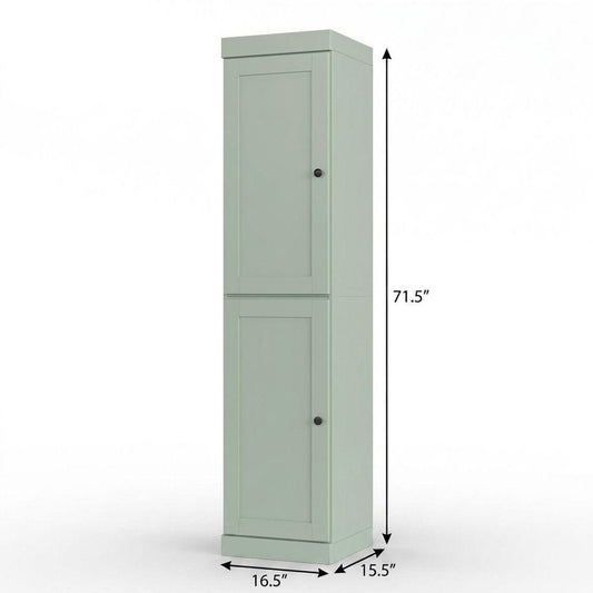 17" Sage Solid Wood Double Door Linen Cabinet