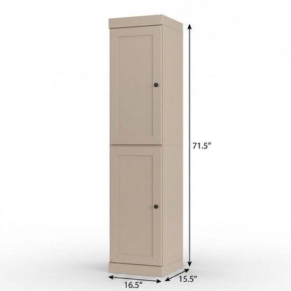 17" Beige Solid Wood Double Door Linen Cabinet HomeRoots