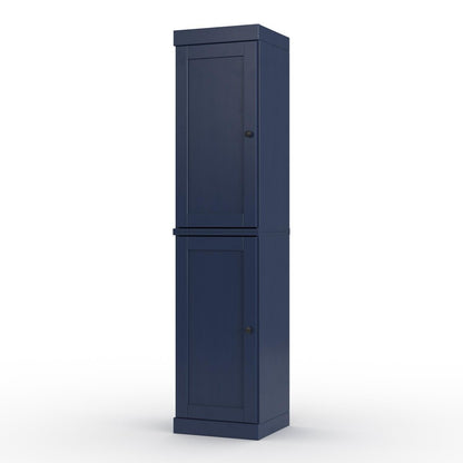 17" Navy Blue Solid Wood Double Door Linen Cabinet HomeRoots