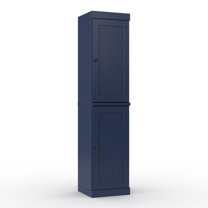 17" Navy Blue Solid Wood Double Door Linen Cabinet