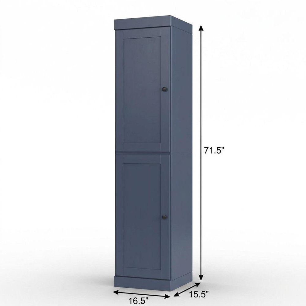 17" French Blue Solid Wood Double Door Linen Cabinet — view 3