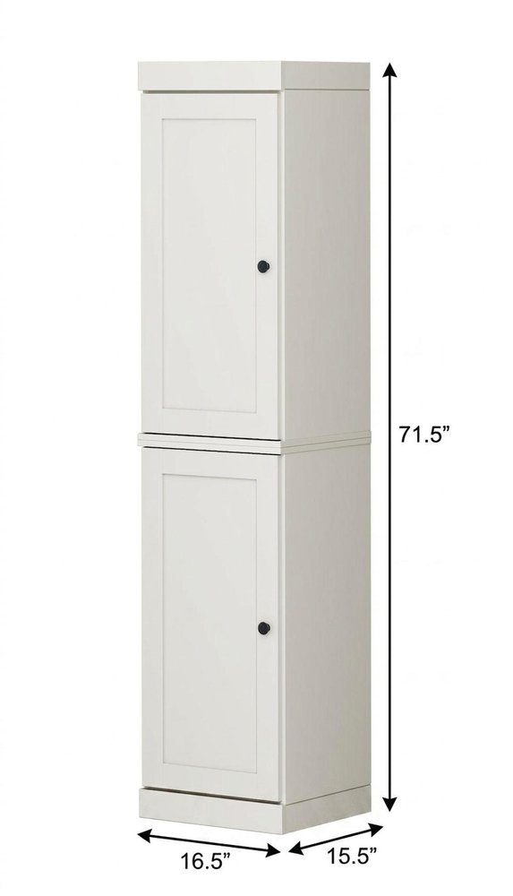 17" Off White Solid Wood Double Door Linen Cabinet — view 4
