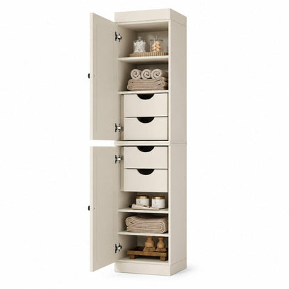 17" Off White Solid Wood Double Door Linen Cabinet HomeRoots