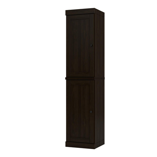 17" Espresso Solid Wood Double Door Linen Cabinet