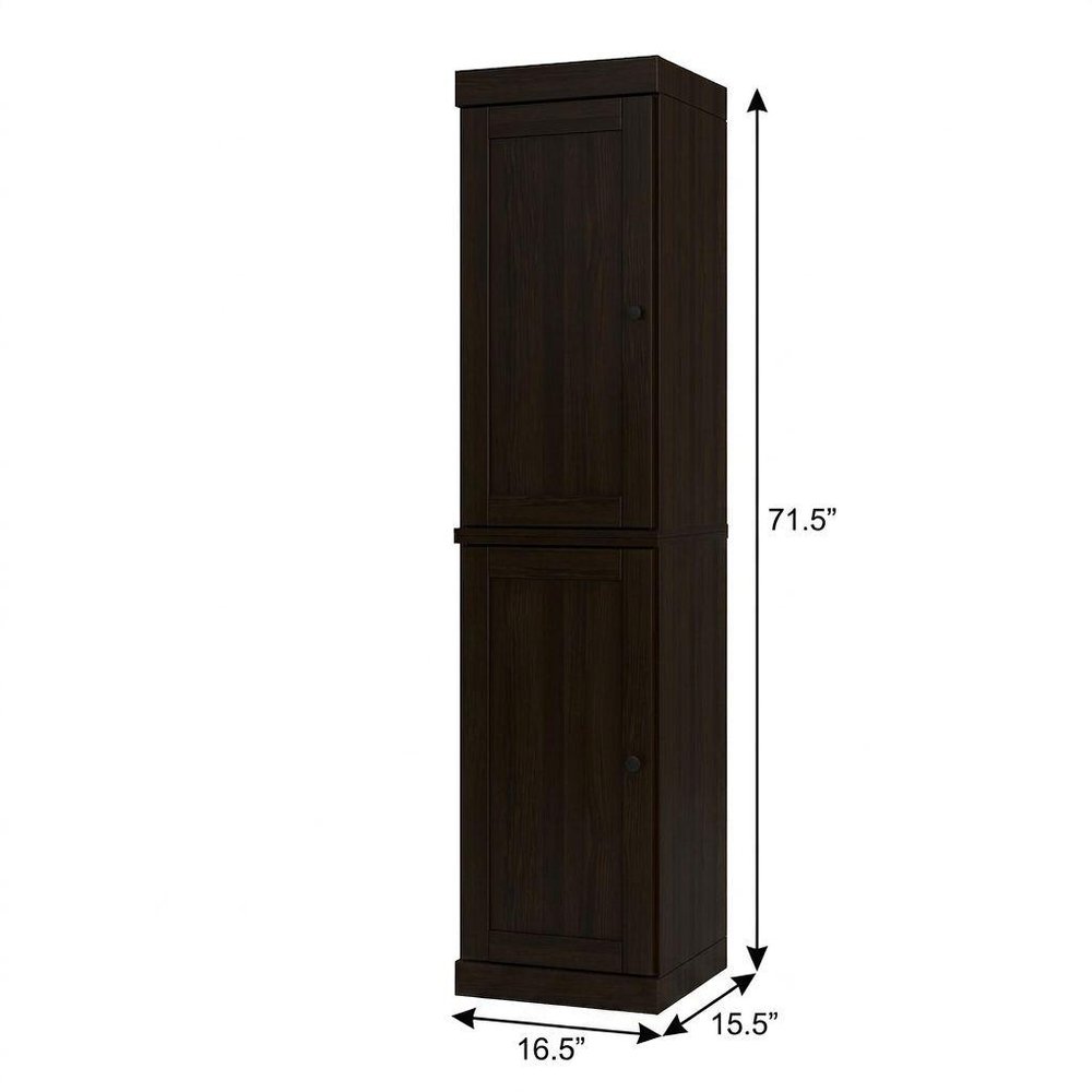 17" Espresso Solid Wood Double Door Linen Cabinet — view 3