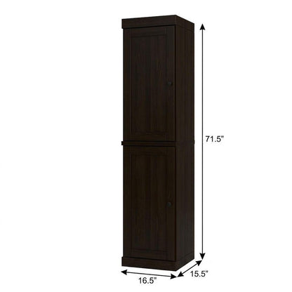 17" Espresso Solid Wood Double Door Linen Cabinet HomeRoots