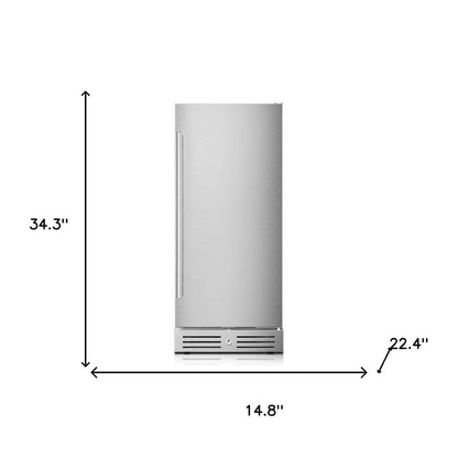 34" X 15" Silver Stainless Steel Single Compartment Can Beverage Refrigerator HomeRoots