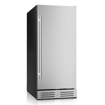 34" X 15" Silver Stainless Steel Single Compartment Can Beverage Refrigerator HomeRoots