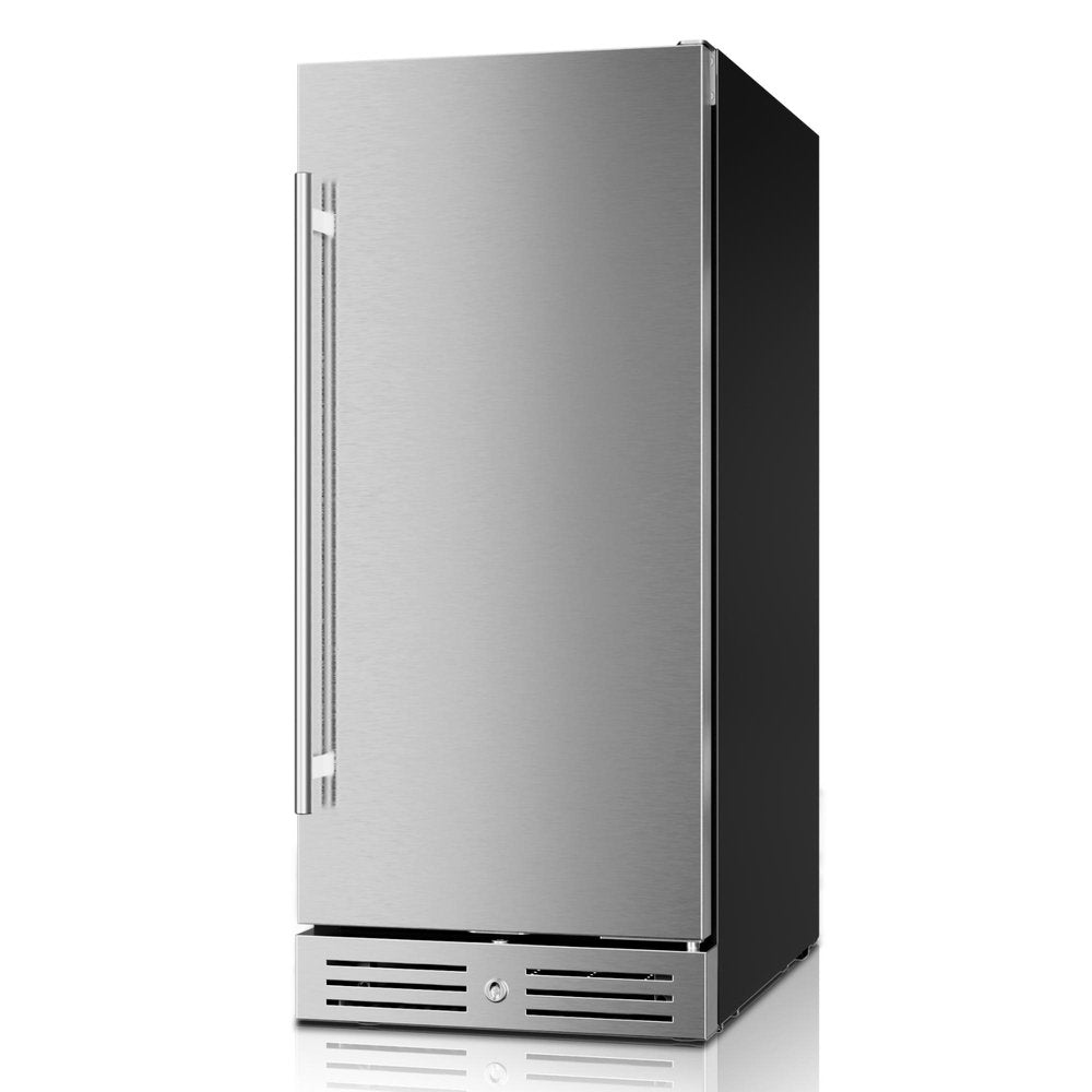 34" X 15" Silver Stainless Steel Single Compartment Can Beverage Refrigerator HomeRoots