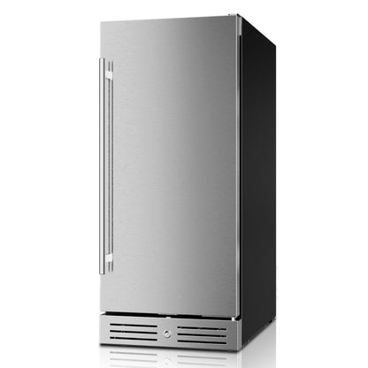 34" X 15" Silver Stainless Steel Single Compartment Can Beverage Refrigerator HomeRoots