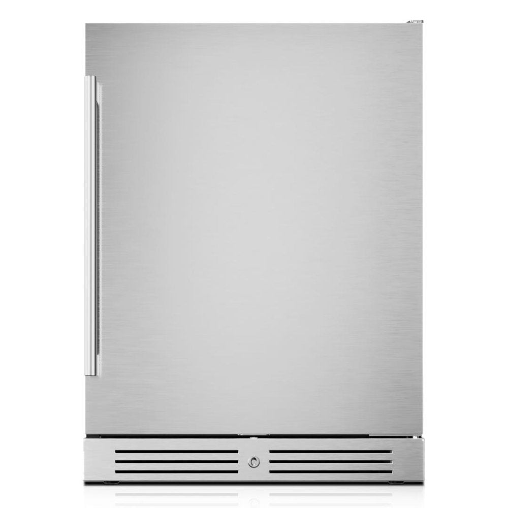 32" X 23" Silver Stainless Steel Single Compartment Can Beverage Refrigerator HomeRoots
