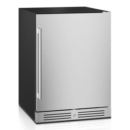 32" X 23" Silver Stainless Steel Single Compartment Can Beverage Refrigerator HomeRoots