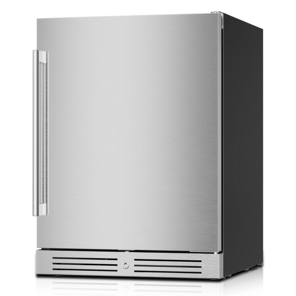 32" X 23" Silver Stainless Steel Single Compartment Can Beverage Refrigerator HomeRoots