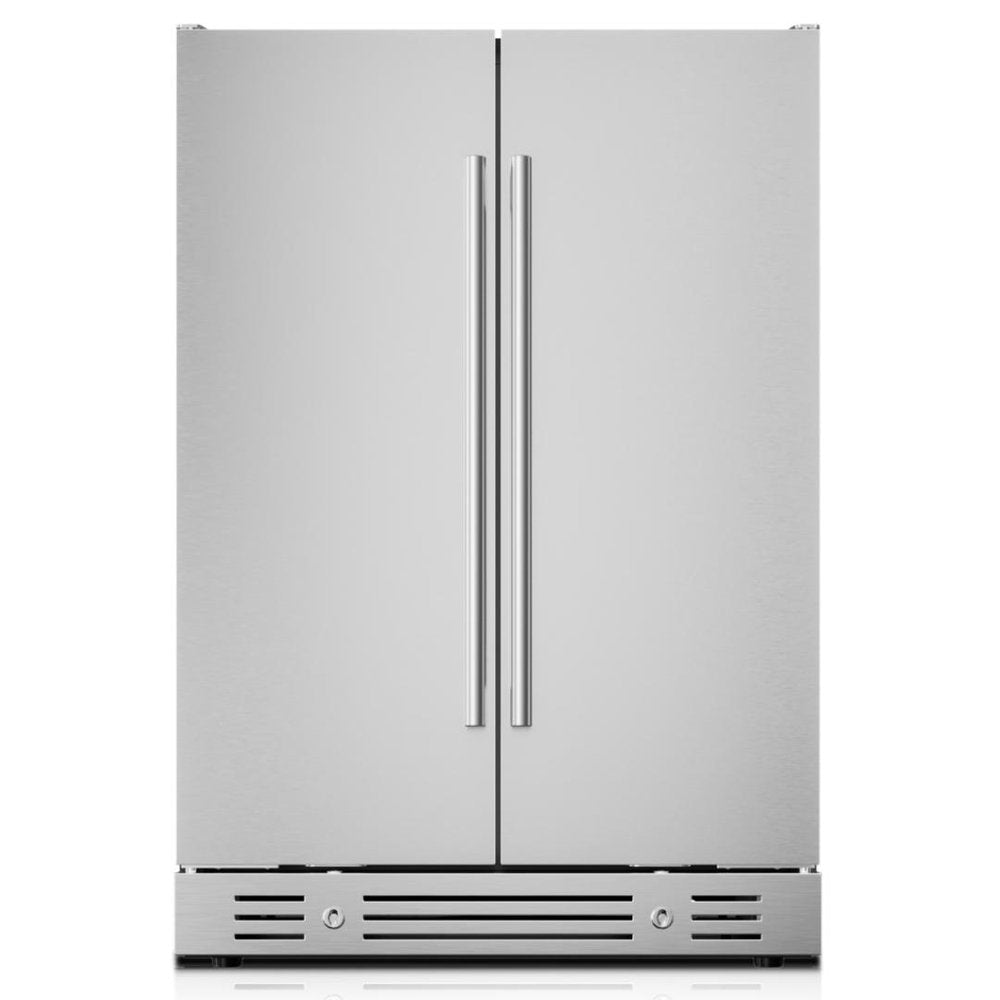 34" X 23" Silver Stainless Steel Dual Compartment Wine And Beverage Refrigerator — view 1