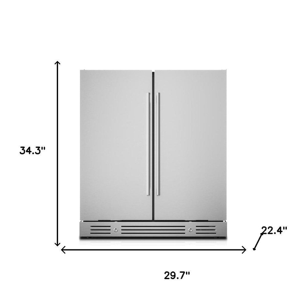 34" X 30" Silver Stainless Steel Dual Compartment Wine And Beverage Refrigerator — view 5