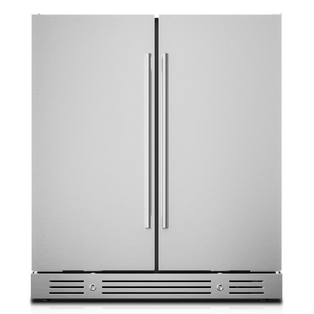 34" X 30" Silver Stainless Steel Dual Compartment Wine And Beverage Refrigerator — view 1