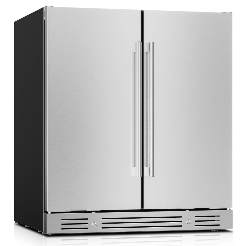 34" X 30" Silver Stainless Steel Dual Compartment Wine And Beverage Refrigerator — view 2