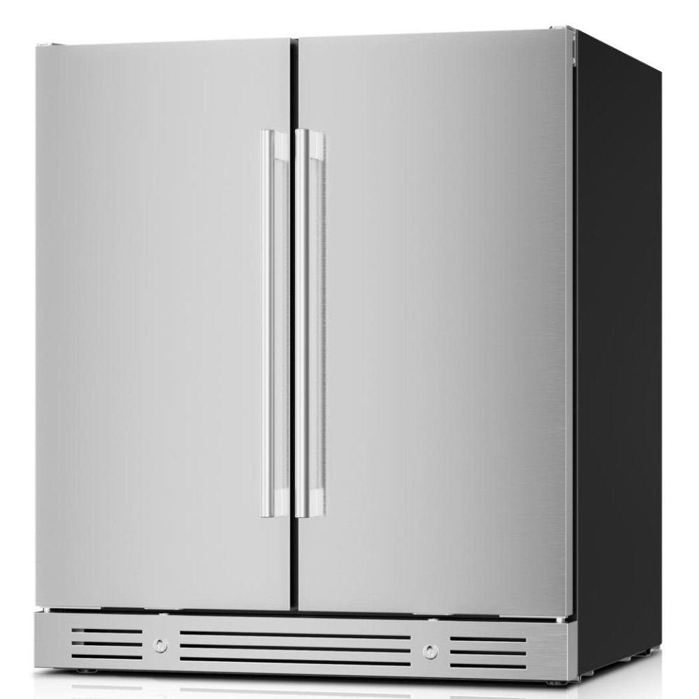 34" X 30" Silver Stainless Steel Dual Compartment Wine And Beverage Refrigerator — view 3
