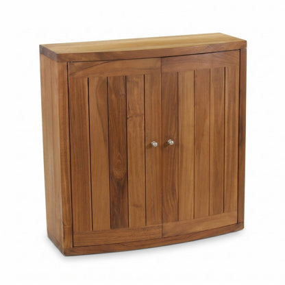 24" Brown Solid Wood Wall Mounted Double Door Bathroom Cabinet HomeRoots