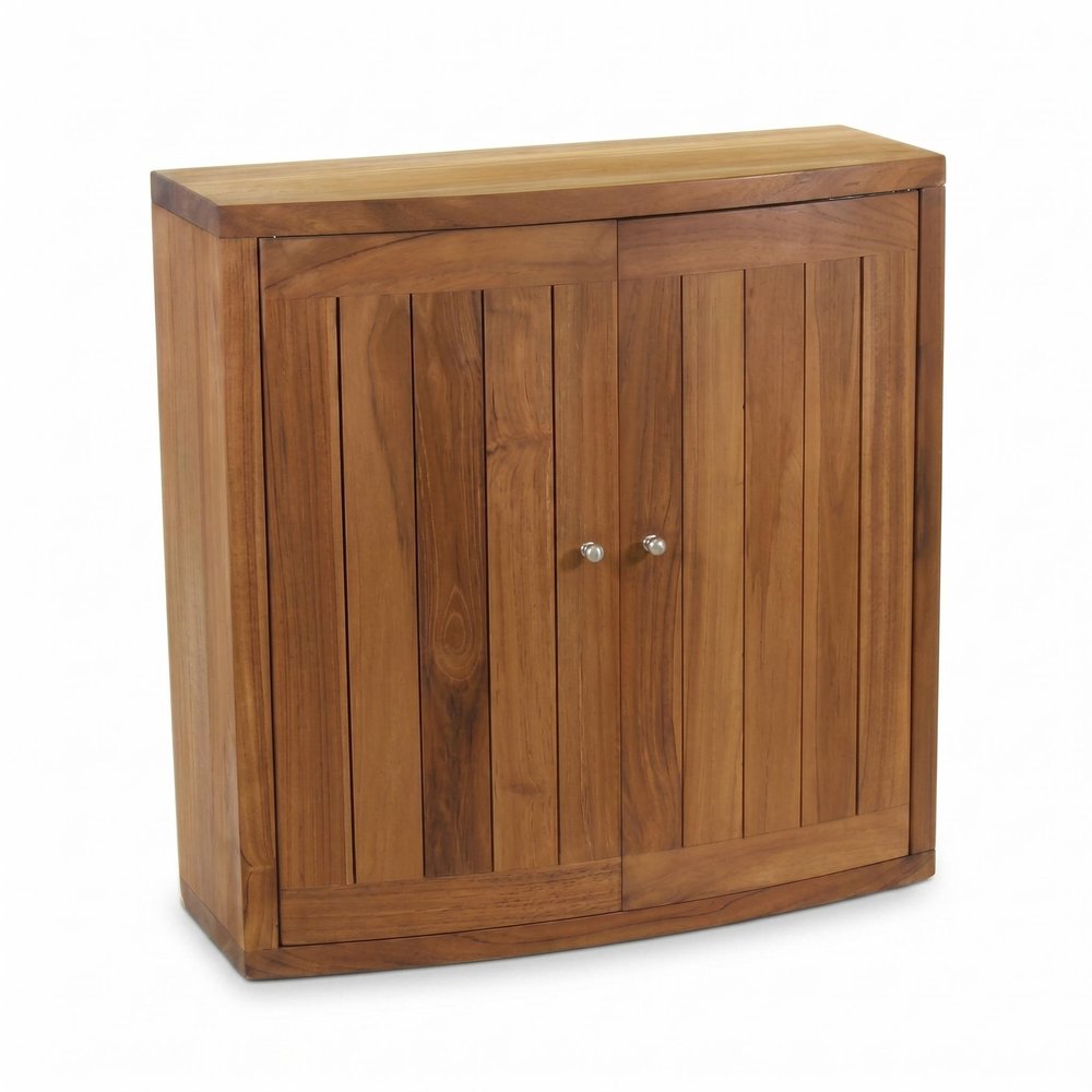 24" Brown Solid Wood Wall Mounted Double Door Bathroom Cabinet — view 7