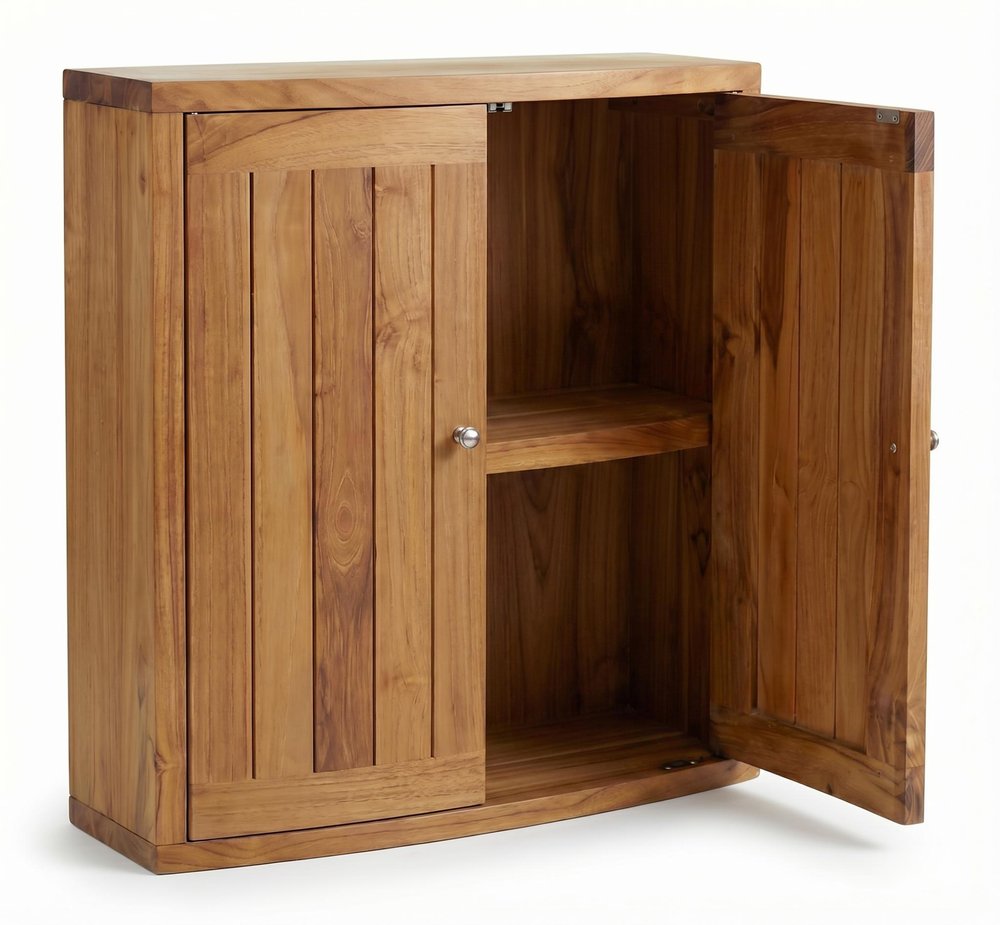 24" Brown Solid Wood Wall Mounted Double Door Bathroom Cabinet — view 6