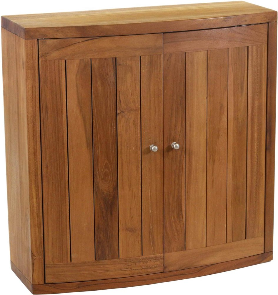 24" Brown Solid Wood Wall Mounted Double Door Bathroom Cabinet — view 1