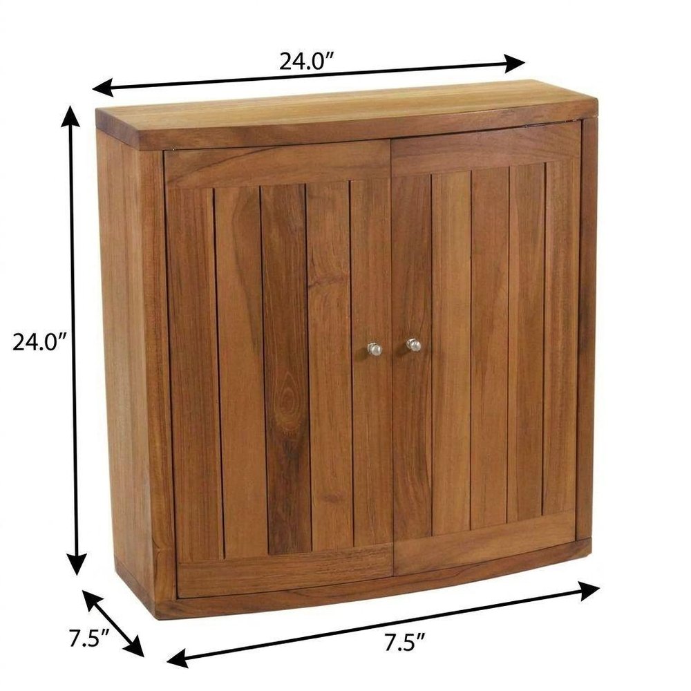 24" Brown Solid Wood Wall Mounted Double Door Bathroom Cabinet — view 11