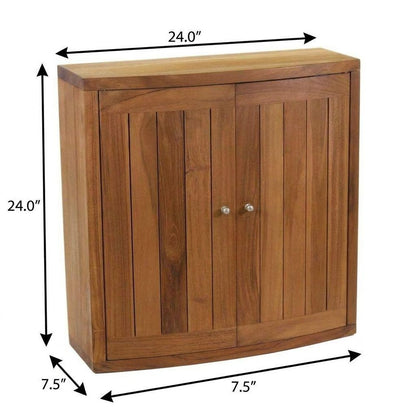 24" Brown Solid Wood Wall Mounted Double Door Bathroom Cabinet HomeRoots