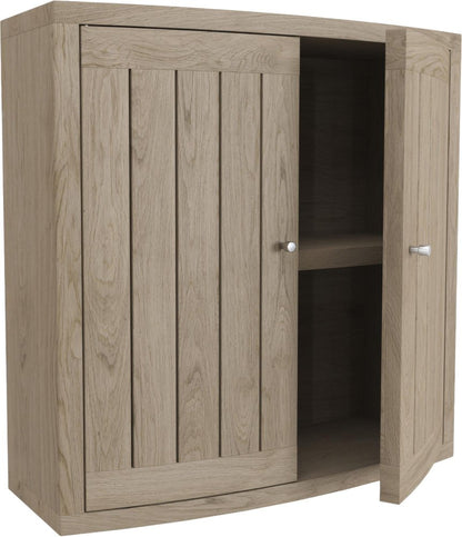 24" Natural Solid Wood Wall Mounted No Textural Detailing Double Door Bathroom Cabinet HomeRoots