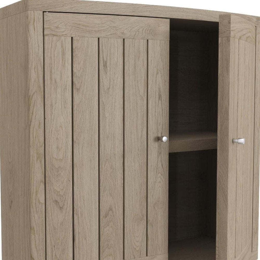24" Natural Solid Wood Wall Mounted No Textural Detailing Double Door Bathroom Cabinet — view 4