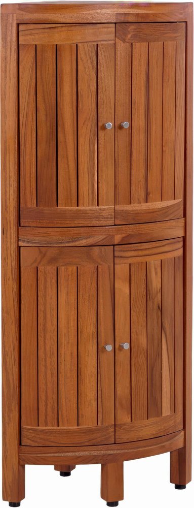 12" Brown Solid Wood Double Door Bathroom Cabinet — view 3