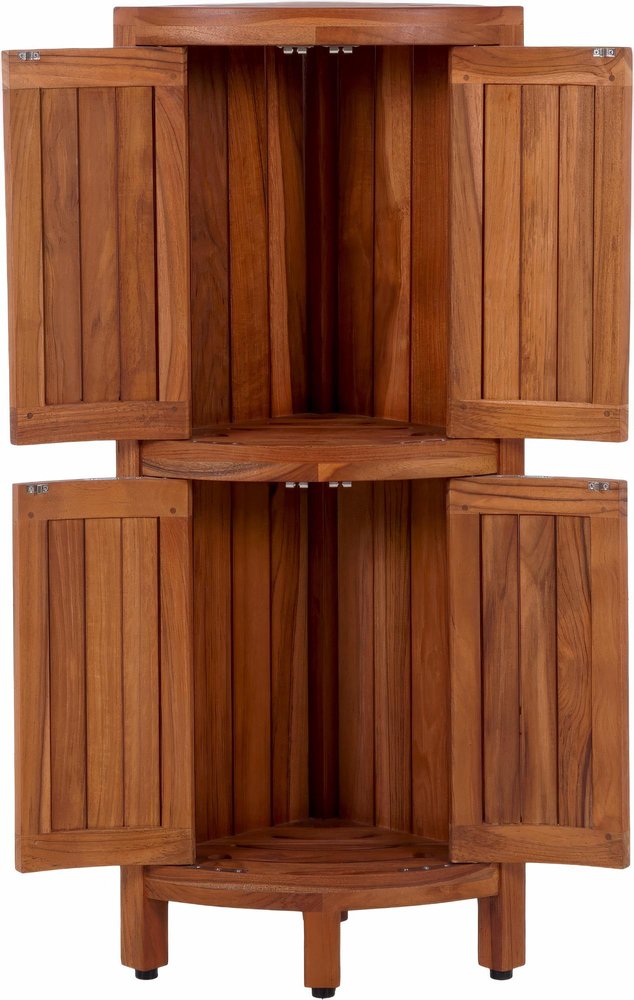 12" Brown Solid Wood Double Door Bathroom Cabinet HomeRoots