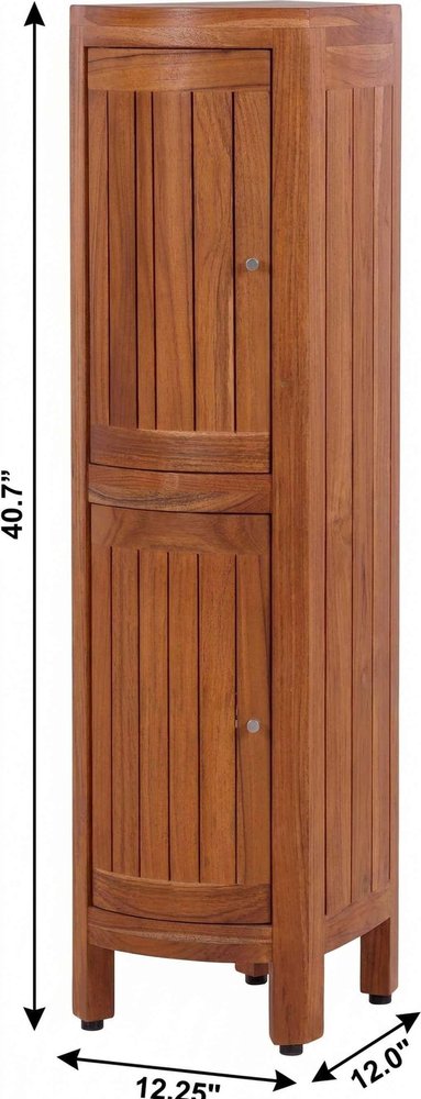 12" Brown Solid Wood Double Door Bathroom Cabinet HomeRoots