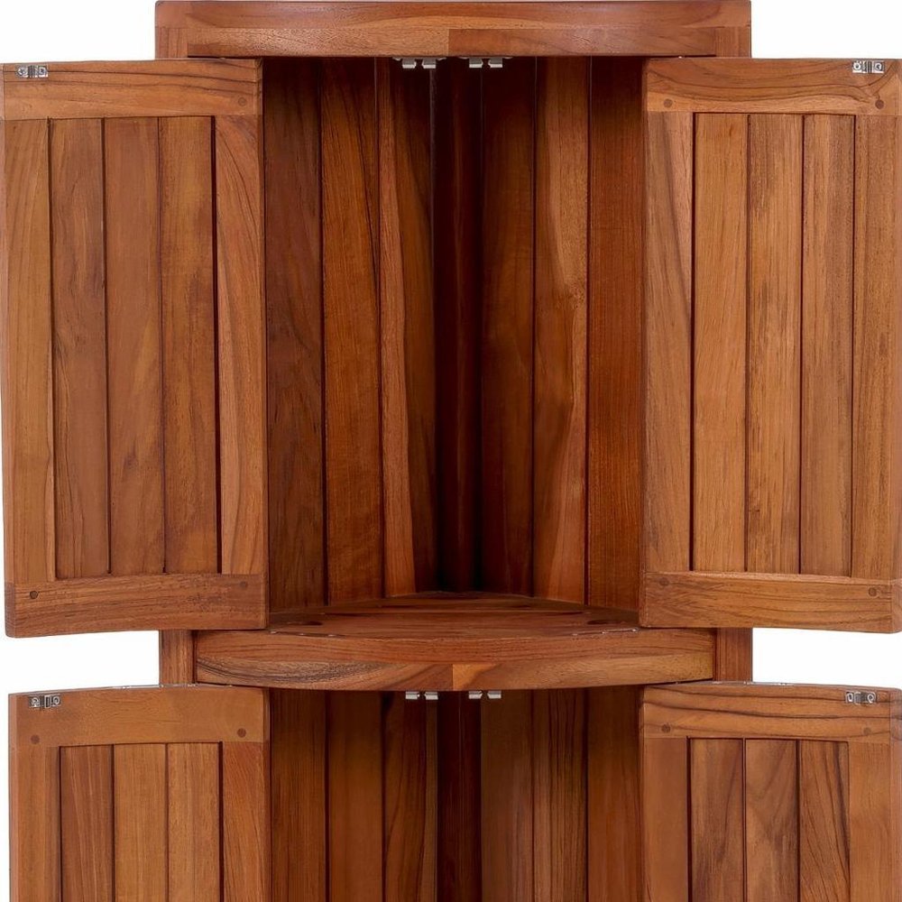 12" Brown Solid Wood Double Door Bathroom Cabinet HomeRoots