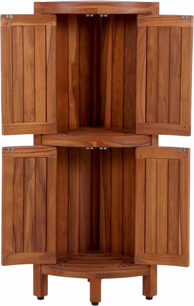 12" Brown Solid Wood Double Door Bathroom Cabinet — view 5