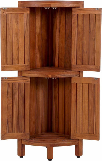 12" Brown Solid Wood Double Door Bathroom Cabinet