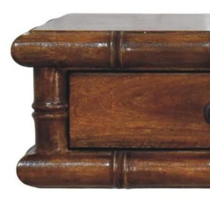 32" Chestnut Solid Wood Floating Wall Mount Console Table With Two Drawers HomeRoots